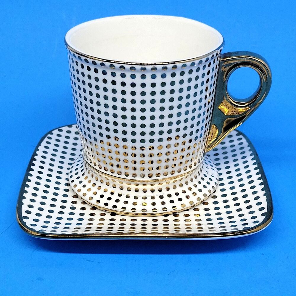 Mary Kay Gold Accent Dots Porcelain Cup And Saucer Exc Cond